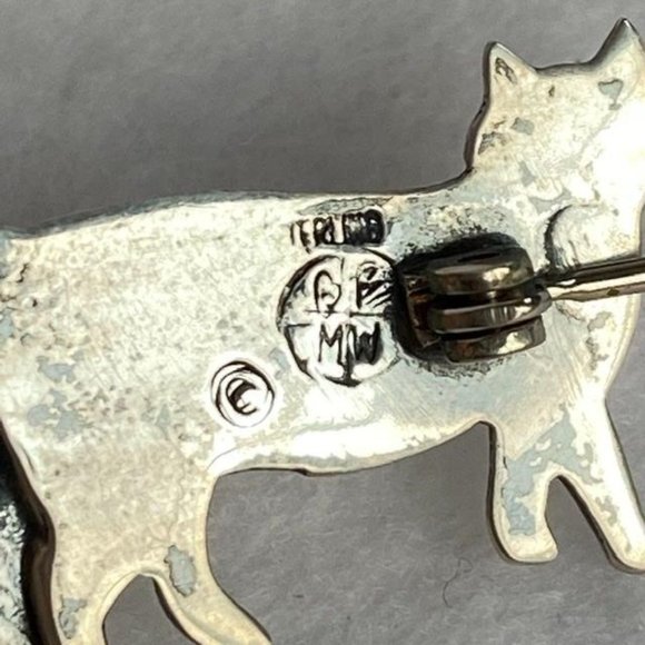 VTG Sterling Silver Mama Cat 3 Kittens Brooch Great Falls Metal Works GFMW 925 - Picture 5 of 11